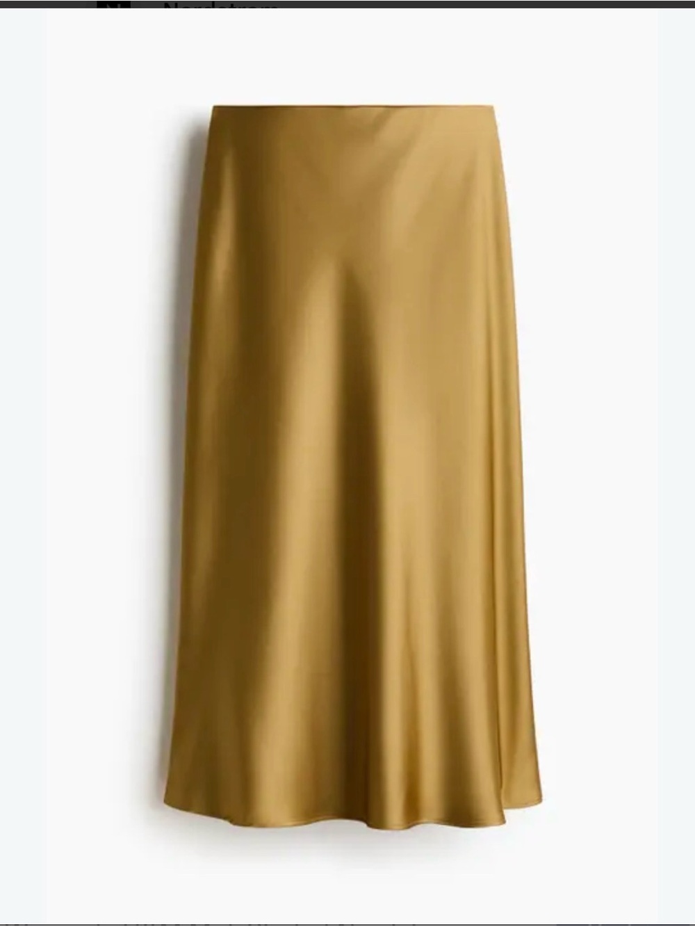 Zara Satin A-Line Midi Skirt in Mustard Gold
